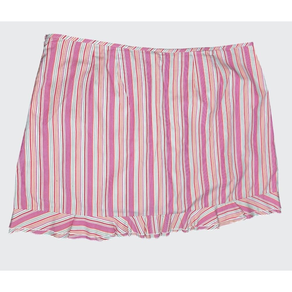 Venezia Womens Pink & White Striped Shorts Skirt With Ruffle Hem Size 22 - Picture 5 of 11